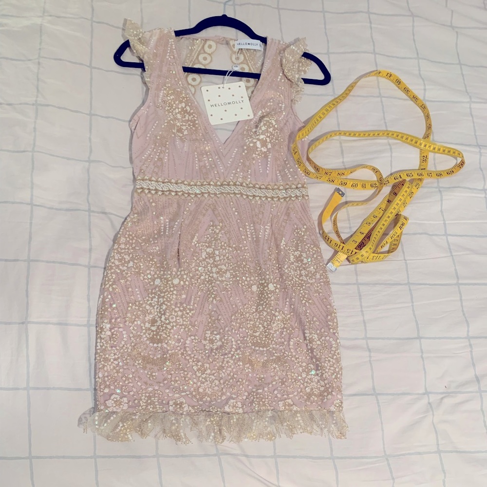 NWT HelloMolly Blush & Gold Dress - Size M